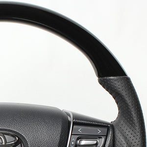 REAL ORIGINAL SERIES ROUND SHAPE PIANO BLACK BLACK STITCH STEERING WHEEL FOR TOYOTA VELLFIRE 30  H30-PBW-BK