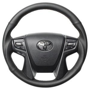 REAL ORIGINAL SERIES ROUND SHAPE ALL LEATHER BLACK STITCH STEERING WHEEL FOR TOYOTA LAND CRUISER 200 : KOUKI  H30-LPB-BK