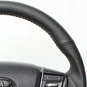 REAL ORIGINAL SERIES ROUND SHAPE ALL LEATHER BLACK STITCH STEERING WHEEL FOR TOYOTA VELLFIRE 30  H30-LPB-BK