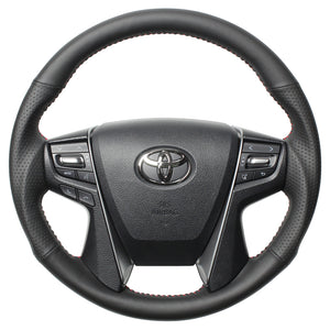 REAL ORIGINAL SERIES ROUND SHAPE ALL LEATHER RED STITCH STEERING WHEEL FOR TOYOTA VELLFIRE 30  H30-LPB-RD