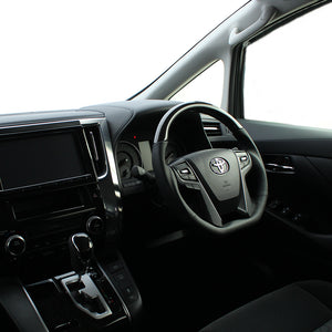 REAL PREMIUM SERIES D SHAPE BLACK CARBON BLACK EURO STITCH STEERING WHEEL FOR TOYOTA VELLFIRE 30  S210-BKC-BK