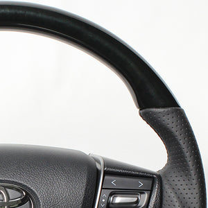 REAL PREMIUM SERIES D SHAPE 38B BLACK WOOD BLACK EURO STITCH STEERING WHEEL FOR TOYOTA VELLFIRE 30  S210-BKW-BK