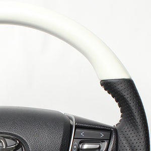 REAL PREMIUM SERIES D SHAPE PEARL WHITE WHITE STITCH STEERING WHEEL FOR TOYOTA VELLFIRE 30  S210-WHW-WH