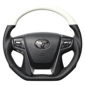 REAL PREMIUM SERIES D SHAPE PEARL WHITE WHITE STITCH STEERING WHEEL FOR TOYOTA LAND CRUISER 200 : KOUKI  S210-WHW-WH