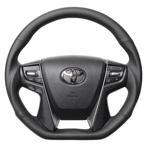 REAL PREMIUM SERIES D SHAPE NAPPA ALL LEATHER BLACK EURO STITCH STEERING WHEEL FOR TOYOTA LAND CRUISER 200 : KOUKI  S210-LPB-BK