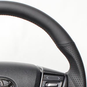 REAL PREMIUM SERIES D SHAPE NAPPA ALL LEATHER BLACK EURO STITCH STEERING WHEEL FOR TOYOTA VELLFIRE 30  S210-LPB-BK