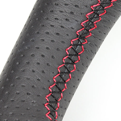 REAL ORIGINAL SERIES GUN GRIP SMALL DIAMETER ROUND SHAPE BLACK CARBON RED X BLACK EURO STITCH STEERING WHEEL FOR TOYOTA HIACE 200 : 4 TYPE OR KOUKI  H214-BKC-RD