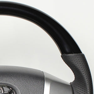REAL ORIGINAL SERIES GUN GRIP SMALL DIAMETER ROUND SHAPE PIANO BLACK BLACK EURO STITCH STEERING WHEEL FOR TOYOTA HIACE 200 : 4 TYPE OR KOUKI  H214-PBW-BK