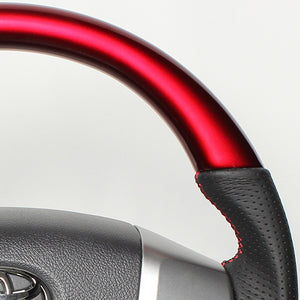 REAL ORIGINAL SERIES GUN GRIP SMALL DIAMETER ROUND SHAPE PEARL RED RED X BLACK EURO STITCH STEERING WHEEL FOR TOYOTA REGIUS ACE 200 : 4 TYPE OR KOUKI  H214-RDW-RD