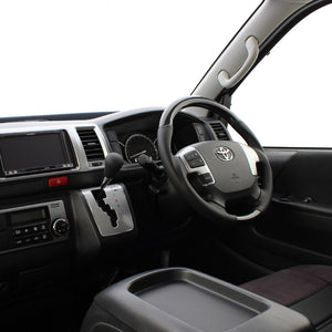REAL ORIGINAL SERIES GUN GRIP GENUINE SAME DIAMETER ROUND SHAPE BLACK CARBON BLACK EURO STITCH STEERING WHEEL FOR TOYOTA HIACE 200 : 4 TYPE OR KOUKI  H204-BKC-BK