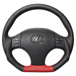 REAL ORIGINAL SERIES D SHAPE RED SELECTION RED EURO STITCH STEERING WHEEL FOR LEXUS IS 20  ISD-LPB-RD