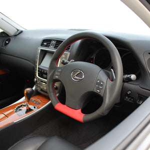 REAL ORIGINAL SERIES D SHAPE RED SELECTION RED EURO STITCH STEERING WHEEL FOR LEXUS IS F 20  ISD-LPB-RD