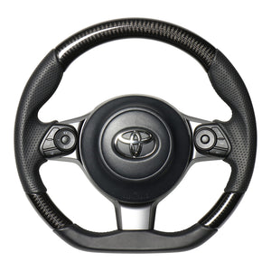 REAL ORIGINAL SERIES D SHAPE BLACK CARBON BLACK EURO STITCH STEERING WHEEL FOR SUBARU BRZ ZC6:LATE  GR-BKC-BK