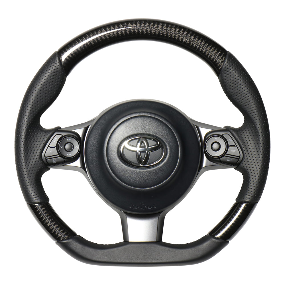 REAL ORIGINAL SERIES D SHAPE BLACK CARBON BLACK EURO STITCH STEERING WHEEL FOR TOYOTA GR86 ZN8  GR-BKC-BK