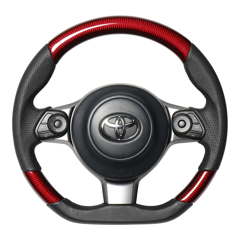 REAL ORIGINAL SERIES D SHAPE RED CARBON BLACK EURO STITCH STEERING WHEEL FOR SUBARU BRZ ZD8  GR-RDC-BK