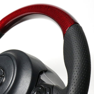 REAL ORIGINAL SERIES D SHAPE RED CARBON BLACK EURO STITCH STEERING WHEEL FOR TOYOTA GR86 ZN8  GR-RDC-BK