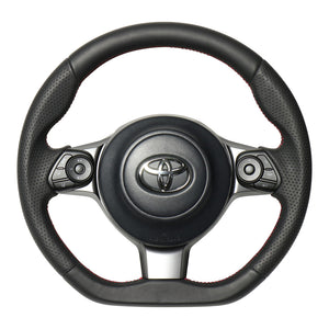 REAL ORIGINAL SERIES D SHAPE ALL LEATHER RED X BLACK EURO STITCH STEERING WHEEL FOR TOYOTA PRIUS PHV GR SPORT 50  GR-LPB-RD