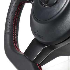 REAL ORIGINAL SERIES D SHAPE ALL LEATHER RED X BLACK EURO STITCH STEERING WHEEL FOR TOYOTA MARK X GRMN 130  GR-LPB-RD