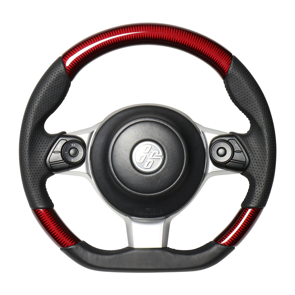 REAL ORIGINAL SERIES D SHAPE RED CARBON BLACK EURO STITCH STEERING WHEEL FOR TOYOTA 86 ZN6 KOUKI GR-RDC-BK