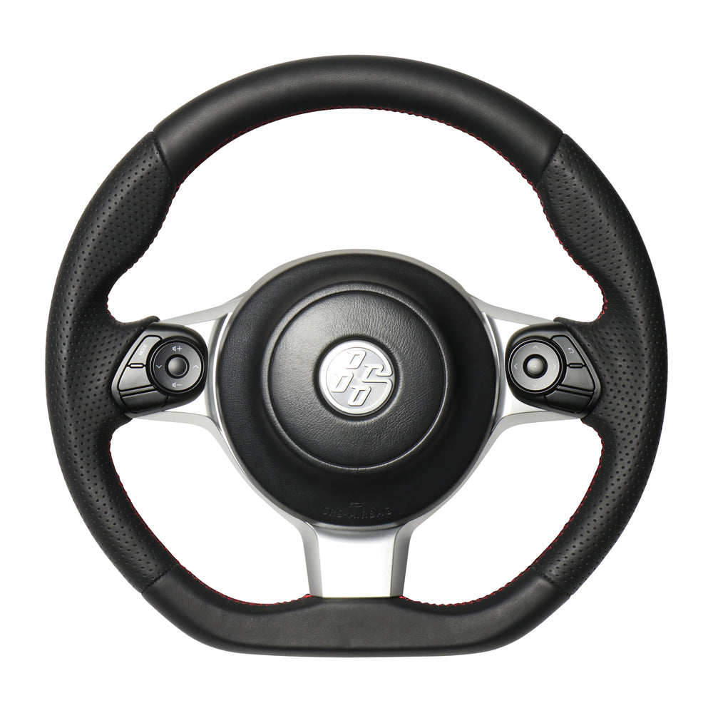 REAL ORIGINAL SERIES D SHAPE ALL LEATHER RED X BLACK EURO STITCH STEERING WHEEL FOR TOYOTA 86 GR ZN6 GR-LPB-RD