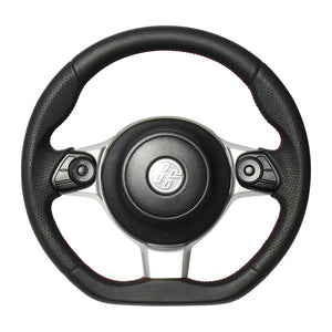 REAL ORIGINAL SERIES D SHAPE ALL LEATHER RED X BLACK EURO STITCH STEERING WHEEL FOR TOYOTA 86 GR ZN6 GR-LPB-RD