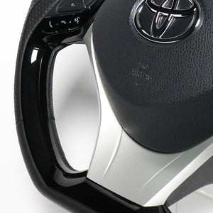 REAL ORIGINAL SERIES SET PLATE TYPE + UNDER PAD SET BLACK CARBON PLATE STEERING + SILVER UNDER PAD BLACK EURO STITCH STEERING WHEEL FOR TOYOTA C-HR 10 50  X10N-BKC-PBP-SLP