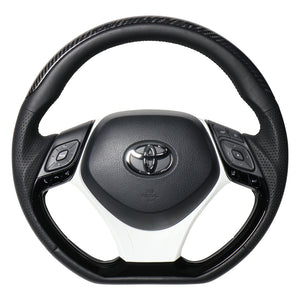 REAL ORIGINAL SERIES SET PLATE TYPE + UNDER PAD SET BLACK CARBON PLATE STEERING + WHITE UNDER PAD BLACK EURO STITCH STEERING WHEEL FOR TOYOTA C-HR 10 50  X10N-BKC-PBP-WHP