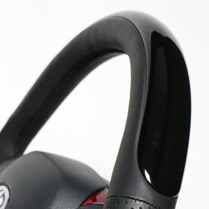 REAL ORIGINAL SERIES SET PLATE TYPE + UNDER PAD SET PIANO BLACK PLATE STEERING + PEARL RED UNDER PAD BLACK EURO STITCH STEERING WHEEL FOR TOYOTA C-HR 10 50  X10N-PBP-PBP-RDP