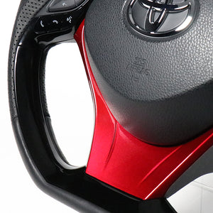 REAL ORIGINAL SERIES SET COMBINATION TYPE + UNDER PAD SET RED CARBON STEERING + PEARL RED UNDER PAD BLACK EURO STITCH STEERING WHEEL FOR TOYOTA C-HR 10 50  X10-RDC-PBP-RDP