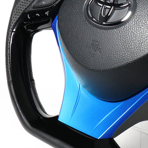 REAL ORIGINAL SERIES SET COMBINATION TYPE + UNDER PAD SET RED CARBON STEERING + PEARL BLUE UNDER PAD BLACK EURO STITCH STEERING WHEEL FOR TOYOTA C-HR 10 50  X10-RDC-PBP-BLP