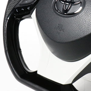 REAL ORIGINAL SERIES SET COMBINATION TYPE + UNDER PAD SET RED CARBON STEERING + WHITE UNDER PAD BLACK EURO STITCH STEERING WHEEL FOR TOYOTA C-HR 10 50  X10-RDC-PBP-WHP