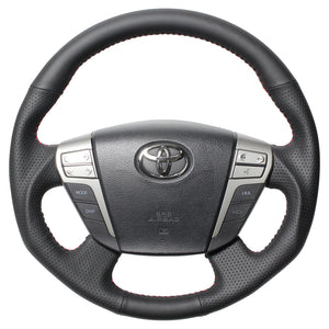 REAL ORIGINAL SERIES ROUND SHAPEALL LEATHER RED STITCH STEERING WHEEL FOR TOYOTA VELLFIRE 20  H20-LPB-RD