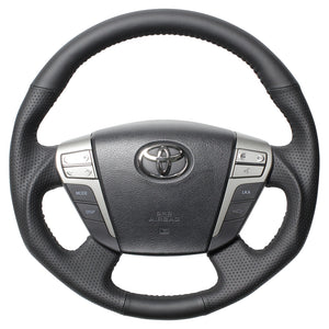 REAL ORIGINAL SERIES ROUND SHAPEALL LEATHER BLACK STITCH STEERING WHEEL FOR TOYOTA CROWN HYBRID 200  H20-LPB-BK