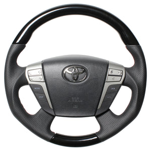 REAL ORIGINAL SERIES ROUND SHAPEROYAL BLACKWOOD DARK WINE EURO STITCH STEERING WHEEL FOR TOYOTA VELLFIRE HYBRID 20  H20-RKW-DW