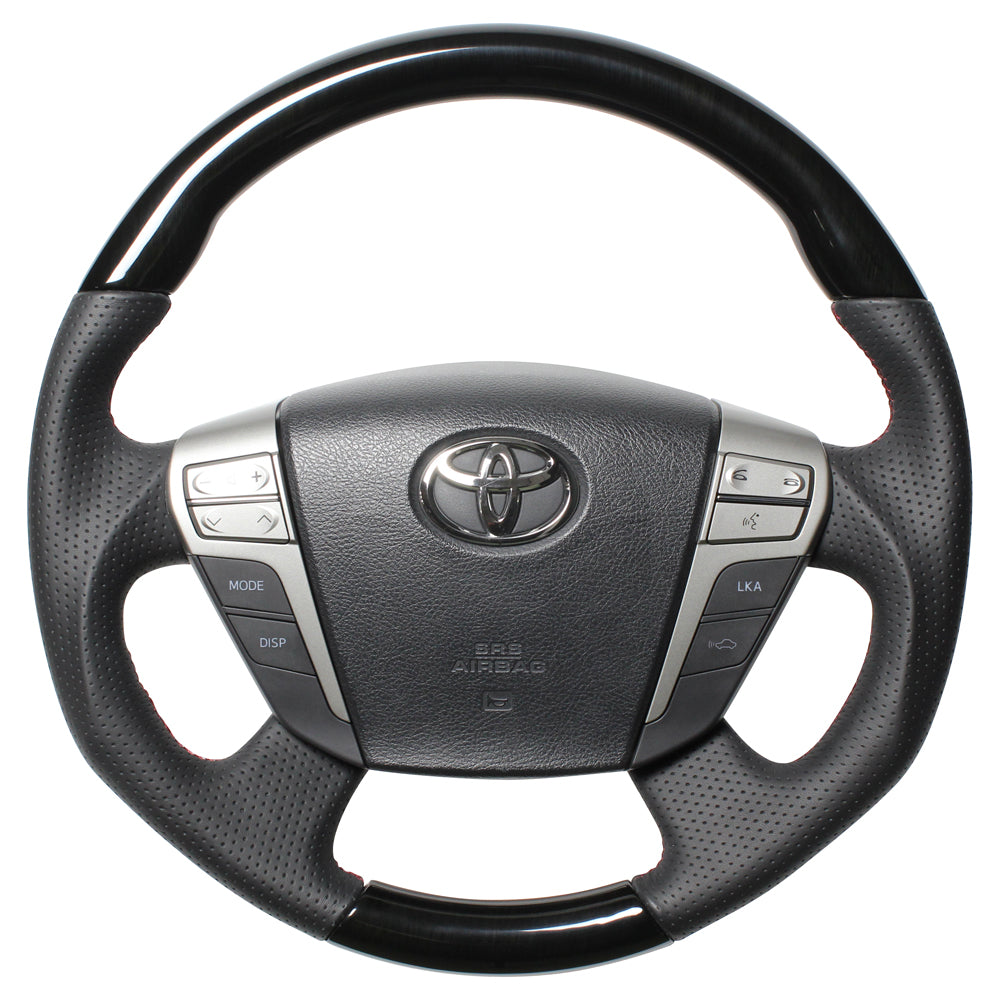 REAL ORIGINAL SERIES ROUND SHAPEROYAL BLACKWOOD DARK WINE EURO STITCH STEERING WHEEL FOR TOYOTA CROWN ROYAL 200  H20-RKW-DW