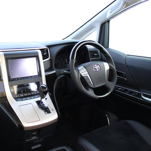REAL ORIGINAL SERIES ROUND SHAPE54 BLACK WOOD BROWN STITCH STEERING WHEEL FOR TOYOTA CROWN MAJESTA 200  H20-GDW-BR