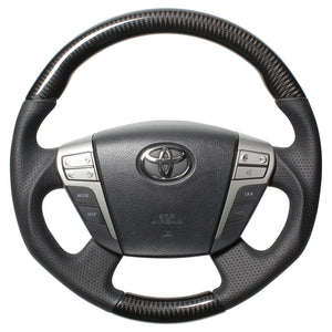 REAL ORIGINAL SERIES ROUND SHAPEBLACK CARBON BLACK EURO STITCH STEERING WHEEL FOR TOYOTA ALPHARD 20  H20-BKC-BK