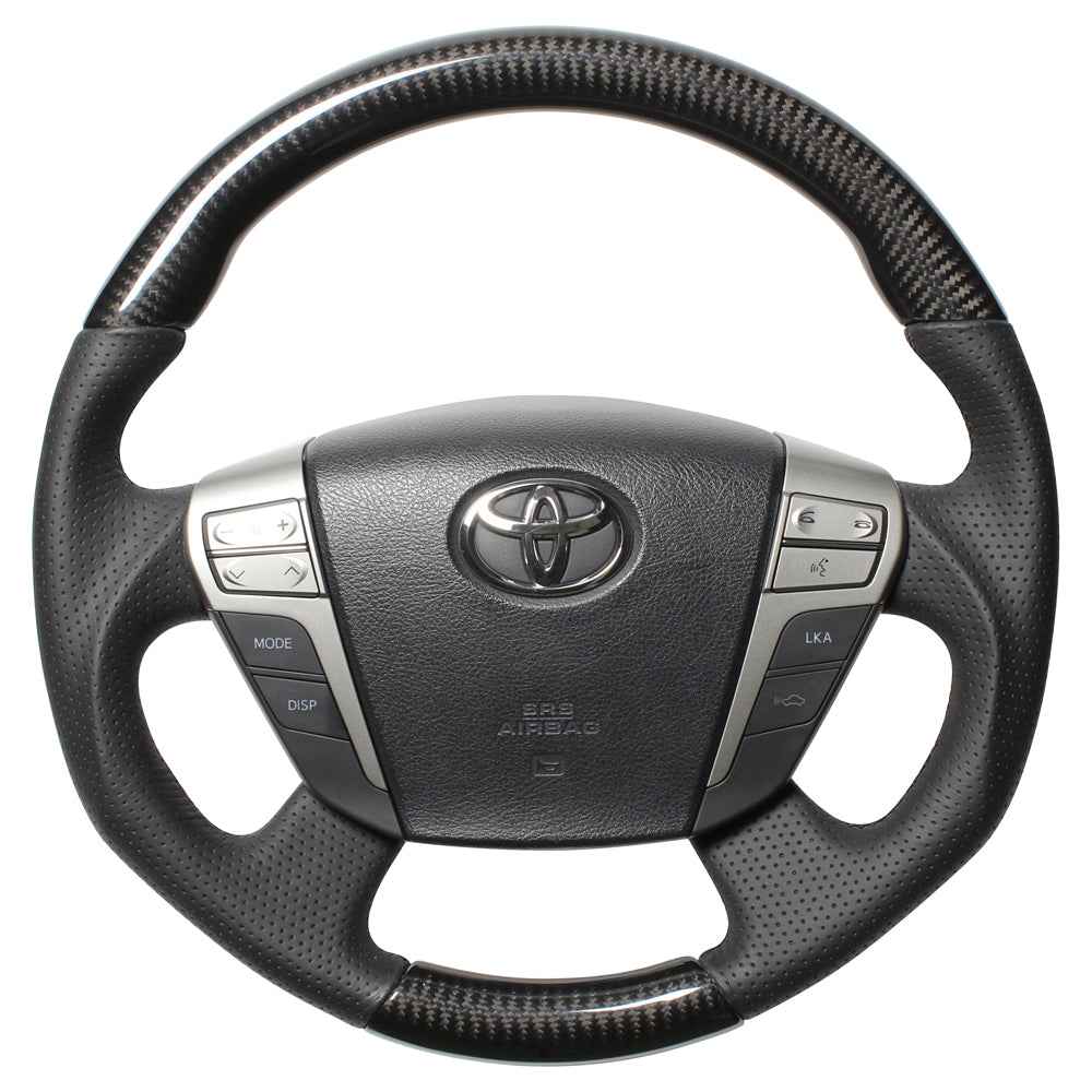 REAL ORIGINAL SERIES ROUND SHAPEBLACK CARBON BLACK EURO STITCH STEERING WHEEL FOR TOYOTA CROWN ATHLETE 200  H20-BKC-BK