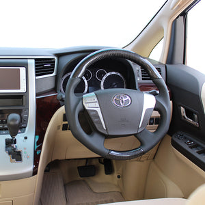 REAL ORIGINAL SERIES ROUND SHAPEBLACK CARBON BLACK EURO STITCH STEERING WHEEL FOR TOYOTA CROWN MAJESTA 200  H20-BKC-BK