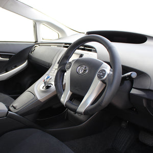 REAL PREMIUM SERIES OVAL SHAPE NAPPA ALL LEATHER BLUE X SILVER EURO STITCH STEERING WHEEL FOR TOYOTA AQUA GR SPORT 10 NOT 17-INCH PACKAGE  30-BS-LPB