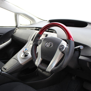 REAL PREMIUM SERIES OVAL SHAPE RED CARBON RED X BLACK EURO STITCH STEERING WHEEL FOR TOYOTA AQUA GR SPORT 10 NOT 17-INCH PACKAGE  30-BS-RDC-RD