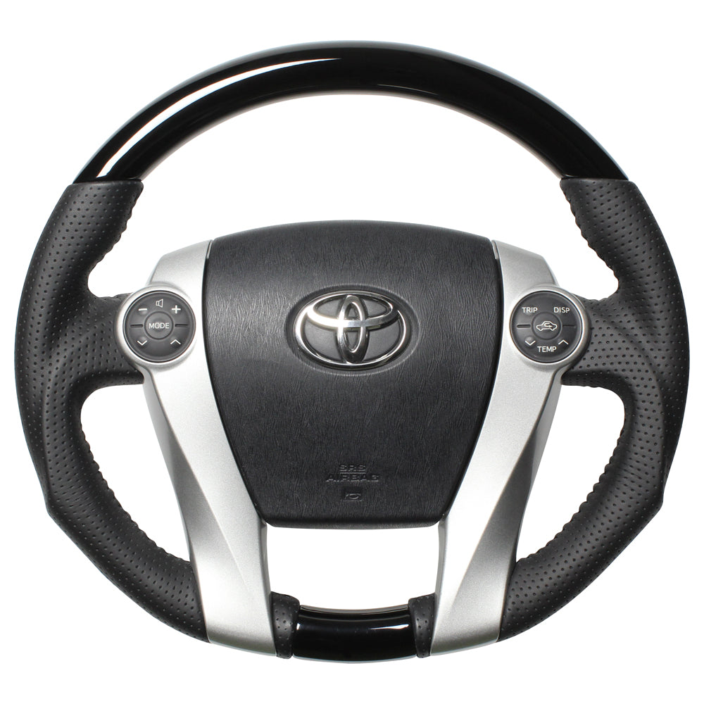 REAL ORIGINAL SERIES OVAL SHAPE PIANO BLACK BLACK STITCH STEERING WHEEL FOR TOYOTA AQUA GR SPORT 10 NOT 17-INCH PACKAGE  30-2-PBW