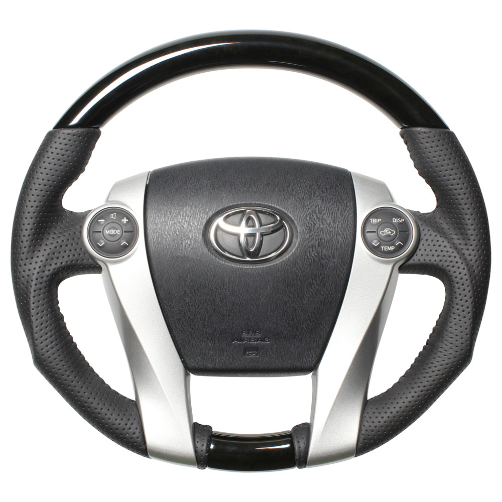 REAL ORIGINAL SERIES OVAL SHAPE BLACK WOOD BLACK STITCH STEERING WHEEL FOR TOYOTA AQUA GR SPORT 10 NOT 17-INCH PACKAGE  30-2-BKW