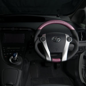 REAL ORIGINAL SERIES OVAL SHAPE PINK CARBON BLACK STITCH STEERING WHEEL FOR TOYOTA PRIUS Α 40  30-2-PC