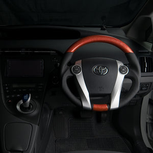 REAL ORIGINAL SERIES OVAL SHAPE ORANGE CARBON BLACK STITCH STEERING WHEEL FOR TOYOTA PRIUS 30  30-2-ORC