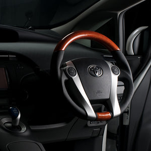 REAL ORIGINAL SERIES OVAL SHAPE ORANGE CARBON BLACK STITCH STEERING WHEEL FOR TOYOTA PRIUS Α 40  30-2-ORC