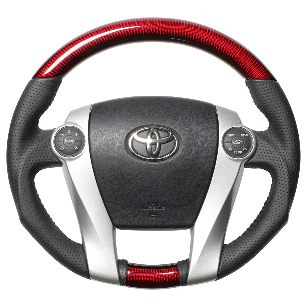 REAL ORIGINAL SERIES OVAL SHAPE RED CARBON BLACK STITCH STEERING WHEEL FOR TOYOTA AQUA GR SPORT 10 NOT 17-INCH PACKAGE  30-2-RC
