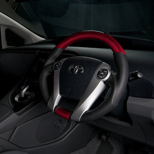 REAL ORIGINAL SERIES OVAL SHAPE RED CARBON BLACK STITCH STEERING WHEEL FOR TOYOTA AQUA GR SPORT 10 NOT 17-INCH PACKAGE  30-2-RC