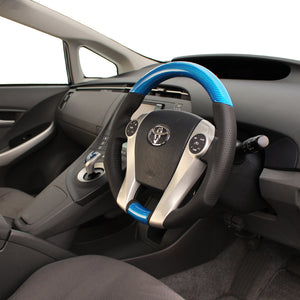 REAL ORIGINAL SERIES OVAL SHAPE BLUE CARBON BLACK STITCH STEERING WHEEL FOR TOYOTA PRIUS 30  30-2-BLC