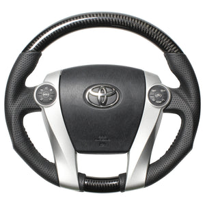REAL ORIGINAL SERIES OVAL SHAPE BLACK CARBON BLACK STITCH STEERING WHEEL FOR DAIHATSU MOBIUS ZVW41N  30-2-BKC